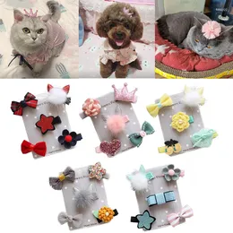 Dog Apparel Winter Hair Barrettes Princess Pink Cute Cat Bows Accessories For Small Medium Pet Animal Party Grooming Yorkshire