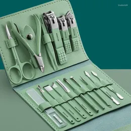 ネイルアートキット12-16pcs/set cutter set折り畳み式バッグマニキュアシザーメイクアップビューティーツール付きステンレス鋼クリッパー