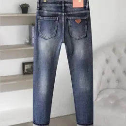 Designer män jeans vaqueros pinkie mode broderi bomull stretch rak comfort retro smala långa byxor