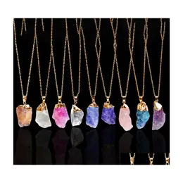 H￤nghalsband kristallkvarts l￤kningspunkt chakra p￤rla naturlig ￤delsten halsband original kvinnor m￤n smycken pl￤terade guldkedjor s dhx71
