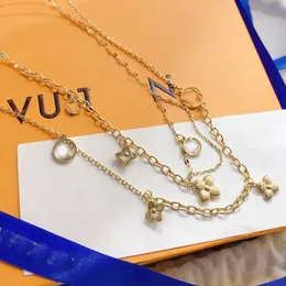 Роскошный Дизайн Ожерелье 18K Позолоченные Ожерелья Из Нержавеющей Стали Колье Цепь Цветок Письмо Подвеска Мода Женские Свадебные Украшения Аксессуары X317