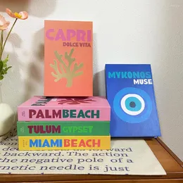 장식 인형 여행 시리즈 가짜 책 거실 커피 테이블 장식 소품 화려한 홈 모델 이비자 카프리 마이애미