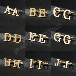 Goldfarbene englische Buchstaben A-Z Manschettenknöpfe für Herren, Luxus-Schmuck, Hemd-Manschettenknöpfe, französische Business-Krawattenklammern, Manschettenknöpfe, Zubehör