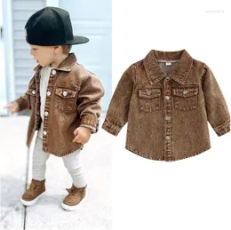 Jackets 1-5Y Fashion Toddler Kids Baby Boy Girl Denim Jacket Long Sleeve Button Down Jean Coats Boys Fall Spring Coat Outerwear