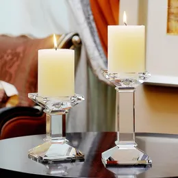 Candle Holders Modern Crystal Transparent Glass Candlestick Centros De Mesa Para Boda Home Decor Wedding Centerpieces For Tables