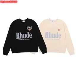 4T0G Men's Hoodie Crewneck Sweatshirt 2023 New Fashion Brand Rhude Grand Prix Rice Print High Gram Weight Cotton Terry and Women's Casual