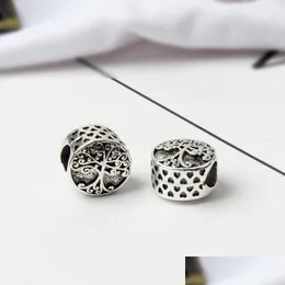 Silver Wholesale 30pcs Tree Tree Love Thers Charm 925 Sterling Sier European Charms Beads Fit Pandora Bracelets Snake Chain Fashio dhejx