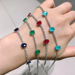 Bracelets de charme Eyika Trendy Silver Color 3 Oval paraiba turmalina criada rubi esmerald safira zircão pulveira