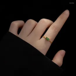 Cluster Rings Woozu 925 Sterling Silver Simple Luxury Vintage Green Zircon Open For Women Teen Statement Charming Exquisite Jewelry Gift