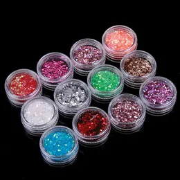 Nagelkonst paillett naglar glitter nagel dekoration hel manikyr paljetter 12 f￤rg diamant paljett liten hexagon caviar solid pea252l