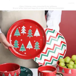 Schüsseln 2022 Weihnachten Keramik Hause Suppe Reis Schüssel Gericht Geschirr Kreative Hohe Aussehen Ebene Western Steak Platte Paare Tassen