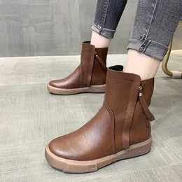 حجم 42 Martin Women Boots Leather Women Women and Winter 2022 New Children's English Short Double Szipper Boots Shoes 221220