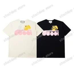 Xinxinbuy Men Designer Tee T Shirt Paris Letters Squirrel Print Shirt Sleeve Cotton Women White Black Apricot Green S-XL