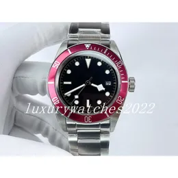 NF Watche Factory Watches 41 mm Red Bezel Data Wyświetlacz Automatyczne mechaniczne zegarek ze stali nierdzewnej Waterproof Sapphire Glass Straflwatch Oryginalne pudełko