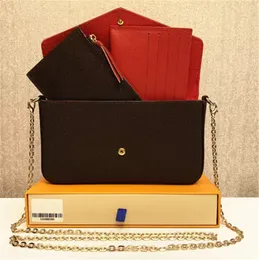 Akşam Çantaları 3 adet / takım Kadınlar Klasik Lüks tasarımcı çanta Pochette Felicie Çanta Hakiki Deri Çantalar Omuz çantası Debriyaj Tote Messenger Çanta kutuları ile