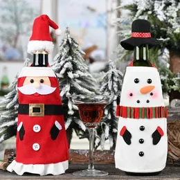 Decorações de Natal Cartoon Figure Vinho Conjunto de garrafas/pano de pano com tampa de tampa/Decorações de casas de Natal/Conjunto de Natal