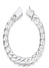 S 925 Sterling Silver Men 11 Figaro Chain de 10 mm Braceletas Disfraz de moda Joyas enteras para masculina8621239