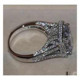 Fedi nuziali misura 511 gioielli di lusso 8 ct grande pietra zaffiro bianco 14 kt oro riempito Gf anello di fidanzamento con diamante simulato amanti D Dhvcu