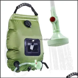 Sport Outdoorswater Taschen 20L Outdoor Cam Dusche Tasche Solar Heizung Tragbare Falten Wandern Klettern Bad Ausrüstung Kopf Switchab180t