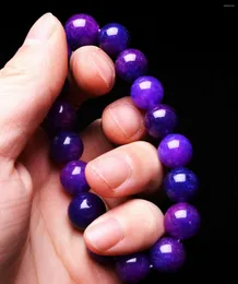 Braccialetto di perline con gemme di Sugilite viola naturale da 12 mm