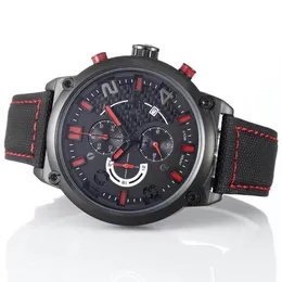 Bütün Gelenek T081 Uzman Güneş Kırmızı Pusula Kronograf Kuvars Dağıtım Kuman Kara Kadran Erkekleri Wristwatches Mens Watch2586