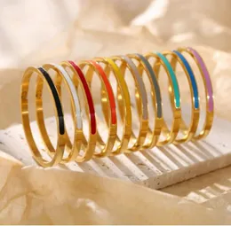 Pulseiras de aço de titânio fino de 4 mm com gotas de cola esmaltada colorida pulseira de presente presente para mulheres adolescentes meninas