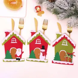 Christmas Decorations Non-Woven Knife Fork Spoon Cutlery Cover Bag Table Decoration Kitchen