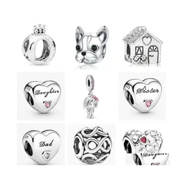 Charm Bracelets 925 Sterling Sier Crown Pet Dog House Beads Diy Beads Adequado para Primitive Pandora Bracelet Womens Jewelry Fashion Drop D Dhh5X