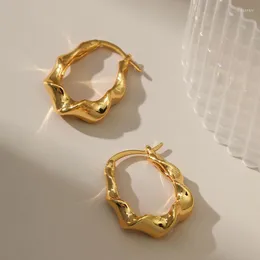 Hoop Earrings For Women Gold Plated Piercing Famale Creative Geometric Irregular Wavy 2023 Jewelry Ear