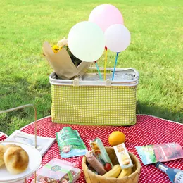Aufbewahrungstaschen Tragbarer Picknickkorb, faltbar, isoliert, für Outdoor-Einkäufe, Fast-Food-Isoliertasche 600D