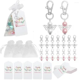 Party Favor 20sts Present Box Decor Angel Keychain Organza Bags Wedding Favors Doping Pendant Christmas For G￤ster Souvenir