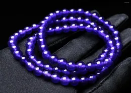 Bracciale con perline rotonde in cristallo di apatite azzurro, filo da 6 mm, qualità gemma naturale, 55,9 cm