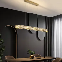 Hängslampor matsal kristall k9 ljuskrona modern refektorium bordslampa ö kök pendent lätt bar lång lyxdesigner