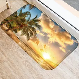 Carpets Beach Sunset Palm Pattern Print Living Room Rectangle Rug Entrance Furniture Carpet Decoration Doormat Decorative Floor Mats