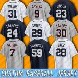 28 Maglia da baseball Javier Baez Tarik Skubal Jonathan Schoop Spencer Turnbull Harold Castro Maglie Miguel Cabrera Riley Greene