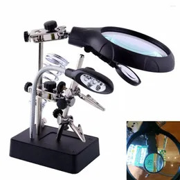 Table Lamps Desk Lamp Welding 3 Kinds Lens Magnifying Glass 5 LED Clip Loupe Hand Solder Iron Holder Illuminated Magnifier Station Lights