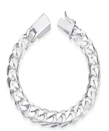 S 925 Sterling Silver Men 11 Figaro Chain de 10 mm Braceletas Disfraz de moda Joyas enteras para hombres de edad 5646100