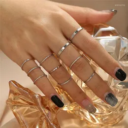 Cluster Rings LETAPI 10pcs/ser Fashion Simple Design Anillos Vintage Gold Silver Color Joint Sets For Women Jewelry Gifts