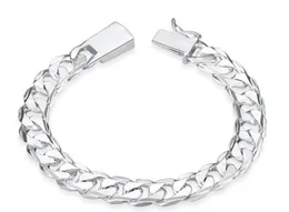 S 925 Sterling Silver Men 11 Figaro Chain de 10 mm Braceletas Disfraz de moda Joyas enteras para hombres de la mujer1403783