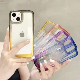 Casos de telefone transparentes muito vazios iPhone 14 12 13 11 Pro máximo x xs xr 7 8 mais SE 6 6s Novo 2 em 1 Rainbow Hole grande folha de TPU