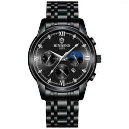 Wristwatches BINBOND Men Watch Luxury Business Quartz Watches Stainless Stain Strap Sport Chronograph Men's Wristwatch Waterproof