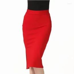 Skirts Faldas Mujer Moda 2022 Womens High Waist Slim Split Professional Hip Elastic Stretch Pencil Skirt Saia S-5XL