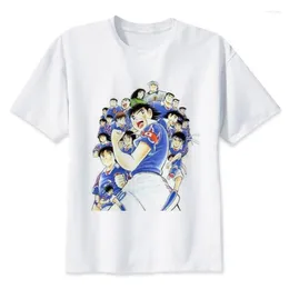 Męskie koszule Kapitan Tsubasa koszula mężczyźni białe koszulka chłopiec tshirt anime ubrania męskie kolorowe koszulki Mr2815