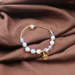 Urok Bransoletki Eleganckie ręcznie robione bransoletka opalowa kryształowa kamienna kamienna bolenka do jogi czakra dla kobiet -nadgarstek Prezenty biżuterii 7,5 "B324