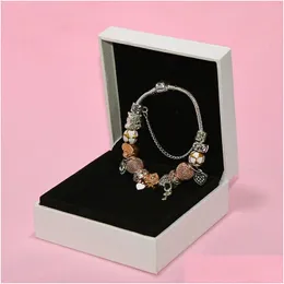Urok bransoletki moda bransoletka wisiorka dla pandora platynowa serce z koralikami z oryginalnej pudełka z kroplą biżuterię Dhwon