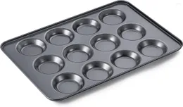 Outils de cuisson 12 cavités Mini Muffin Top Pan pour Yorkshire Pudding Pansuffin Moon Pie Cookies Lave-vaisselle
