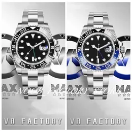 VRF Factory S Watch of Men 40mm Super 904L Stalowa świąteczna prezent Automatyczny Cal 3186 Ruch Czarny niebieski ramka ceramiczna Super LU252R