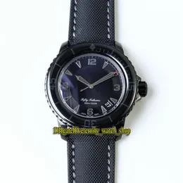 ZF TOP Wersja Fifty Fathoms 5015-11C30-52A Sapphire Pvd Dark Knight Black Dial Cal 1315 Automatyczne męskie zegarek Pasek Pasek Desigte3466