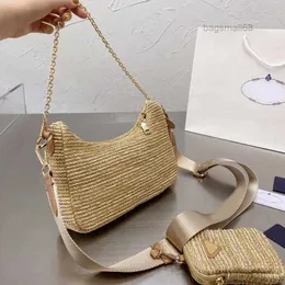 Kadın Hasır Çanta Dokuma Omuz Çantası Lüks Tasarımcı Bayan Dokuma Çanta Crossbody Sepet Çanta Çanta Zincir Cüzdan Tote Hobo Cüzdanlar bagsmall68