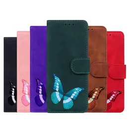 Butterfly Leather Plånbokfodral för Samsung S23 Ultra Plus A14 5G M13 4G Skin Feel Hand Feeling Credit ID Card slot Flip Cover Holder SUCKSOFTID Kickstand Book Pouch